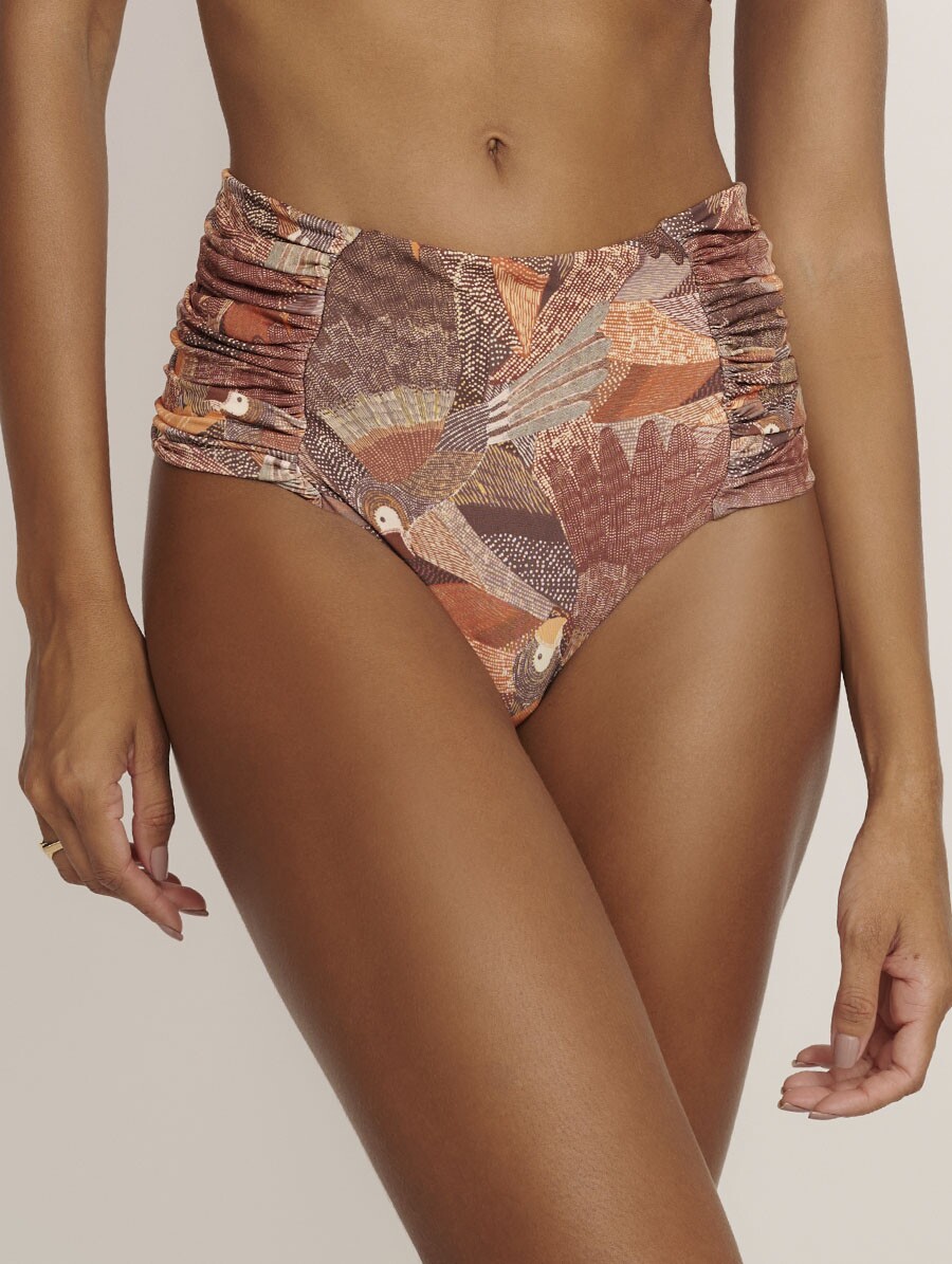 Calcinha Hot Pant Drapeada Estampa Costa - Imagem 1
