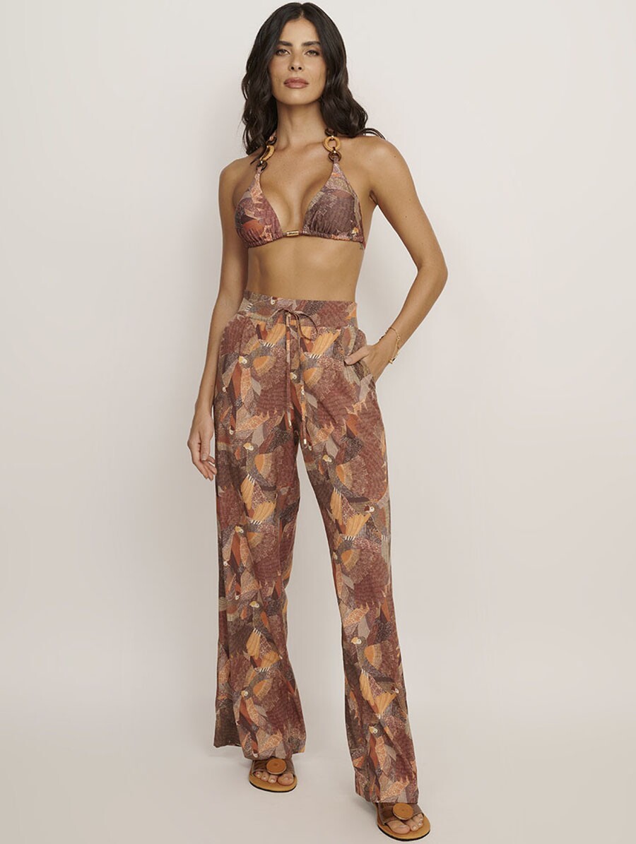 Calça Pantalona com Bolsos estampa Costa - Imagem 1