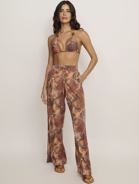 Calça Pantalona com Bolsos estampa Costa - Imagem 1