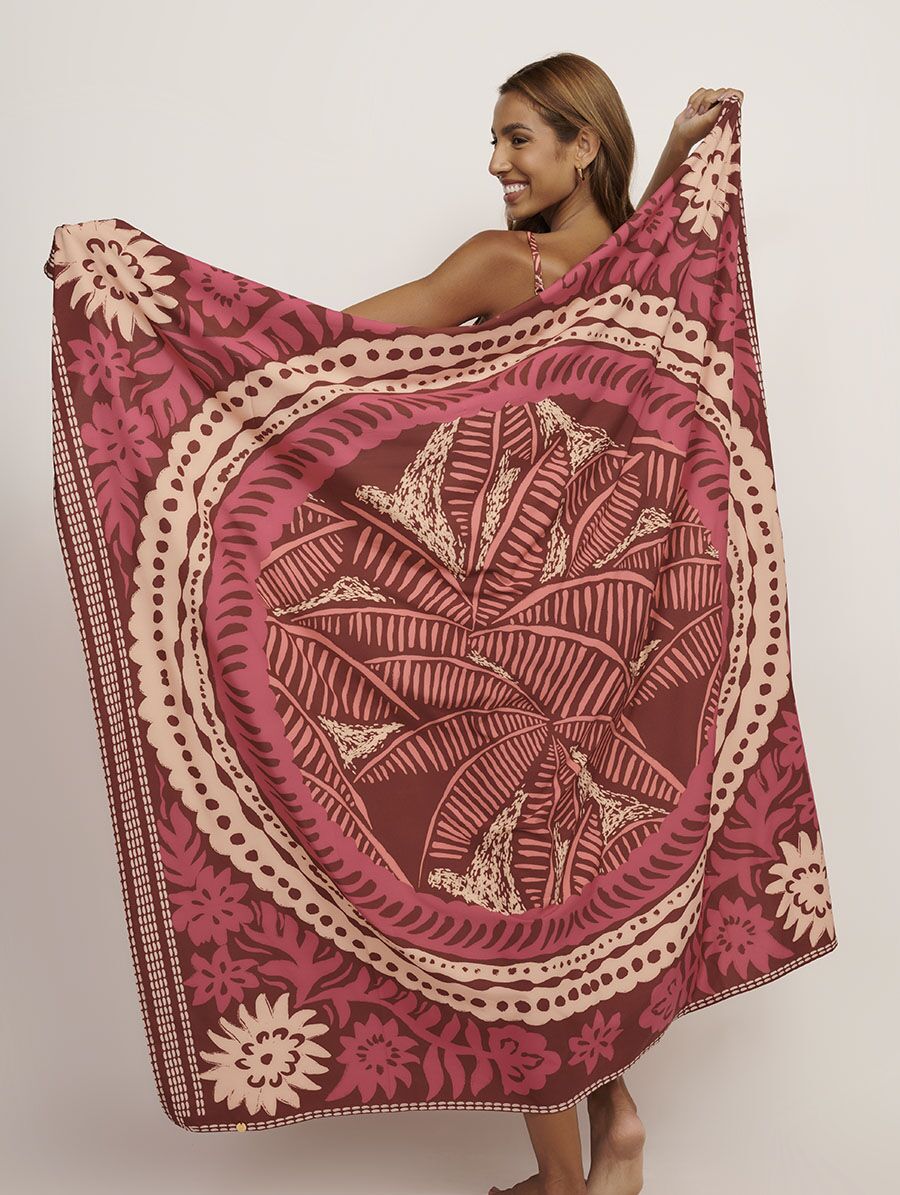 Canga pareô estampa Botanique em viscose leve.