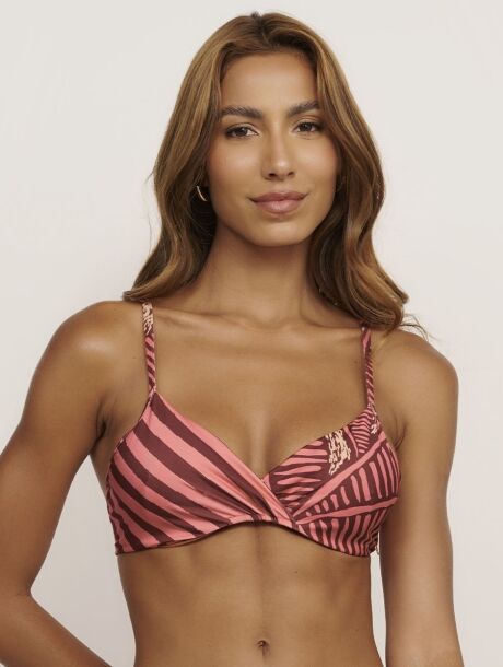 Top triângulo transpassado com estampa Botanique, em tecido macio e confortável.