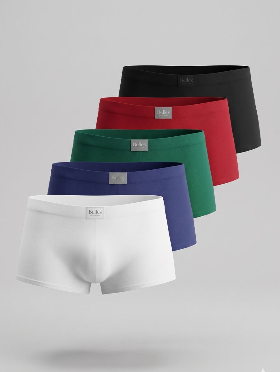 Kit 5 Cuecas Boxer Tradicional em Microfibra - Imagem 1