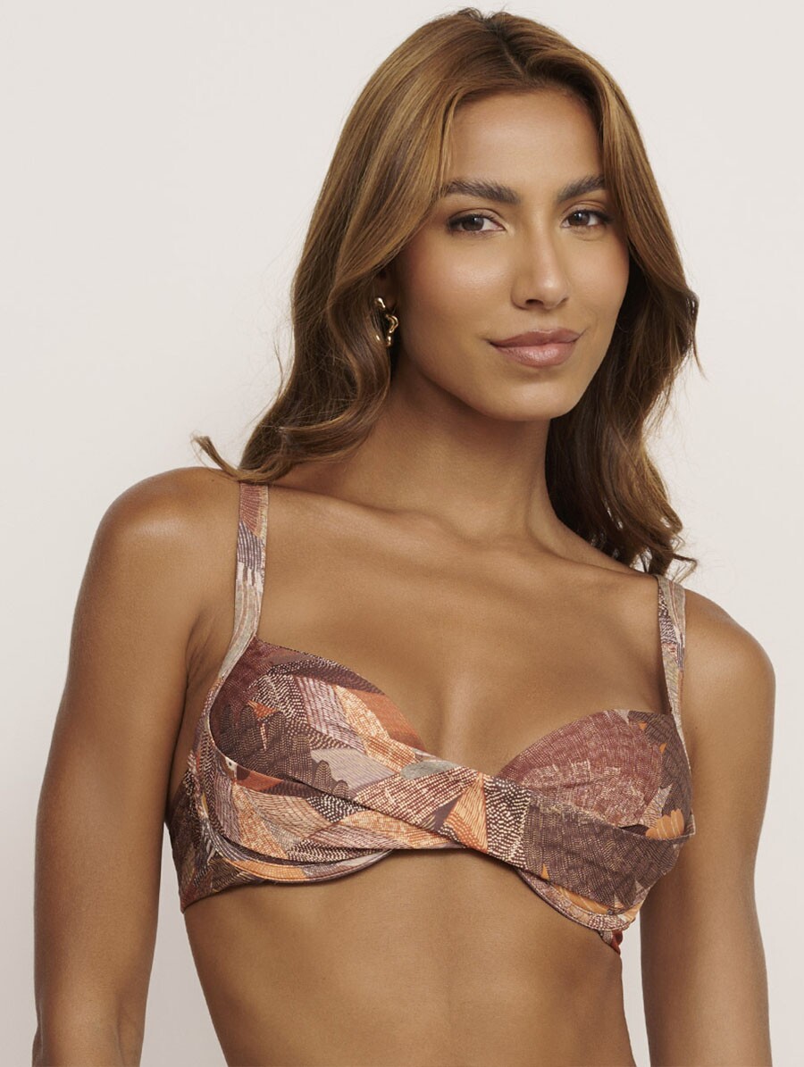 Top Meia Taça Drapeado Estampa Costa - Imagem 1