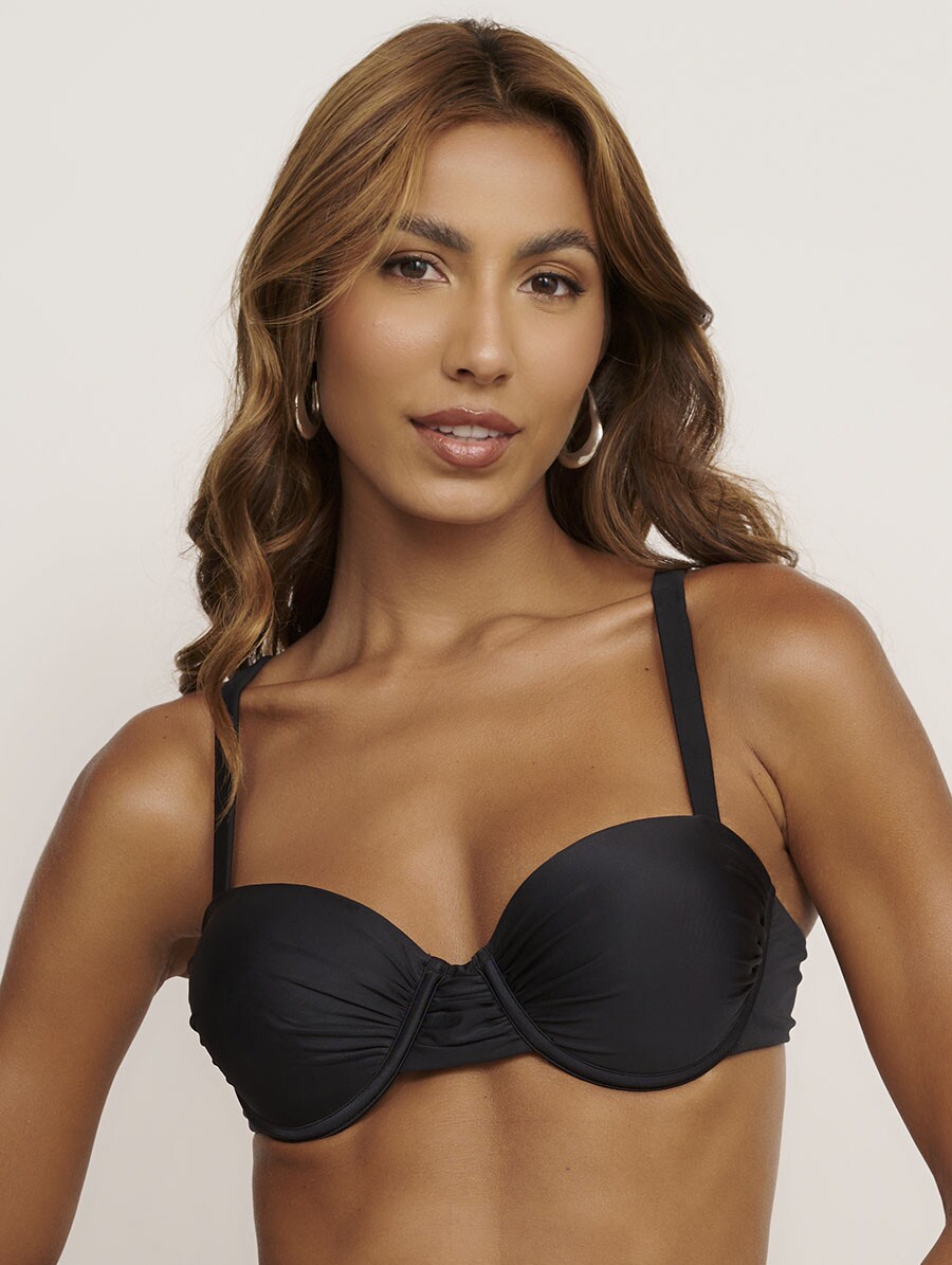 top-biquini-bustie-preto_1 Top bustiê meia taça preto Classic em microfibra lisa com bojos e alças fixas