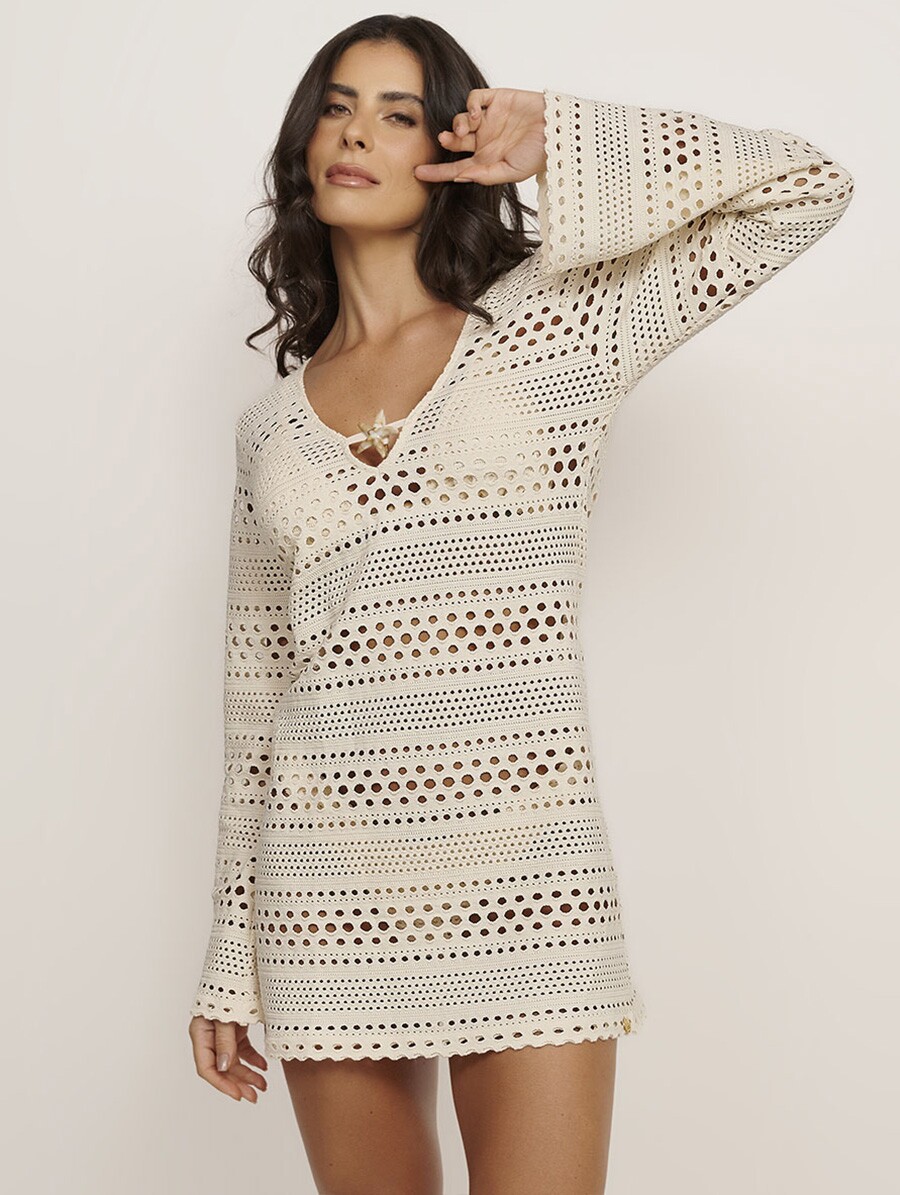 Vestido Curto Mangas Longas Brisa - Imagem 1