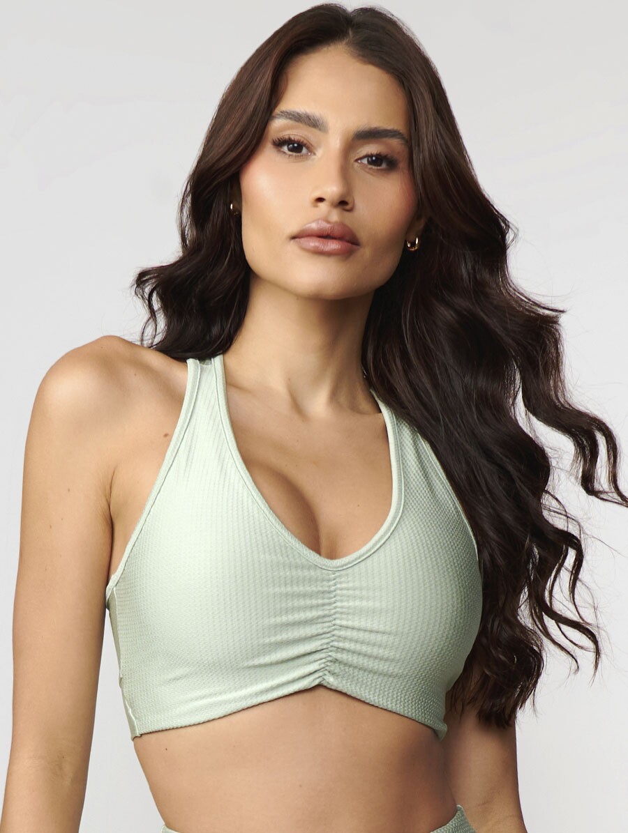 Top Fitness Nadador Tecido Textura Verde Aloe - Imagem 1